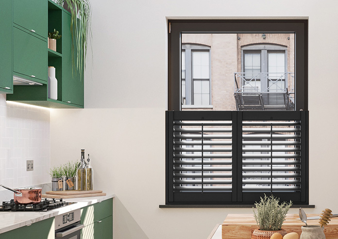 Bromley, Midnight Black - Cafe Style Plantation Shutter - Image 3